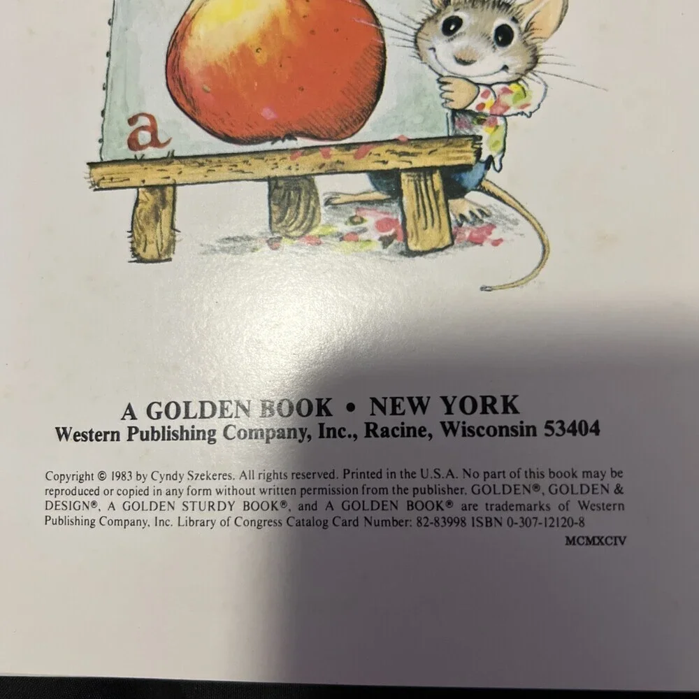 1983 Cyndy Szekeres’ ABC A Golden Sturdy Book Board Book Alphabet Toddler